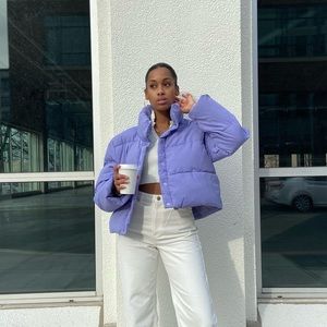 Cute lilac puffer jacket (cropped fit) NEW